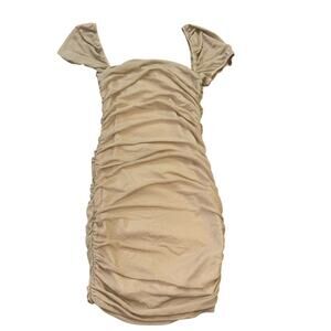 Princess Polly Charvi Mini Bodycon Scrunch Tan Dress Women’s Sz 6 Cubwear Dance